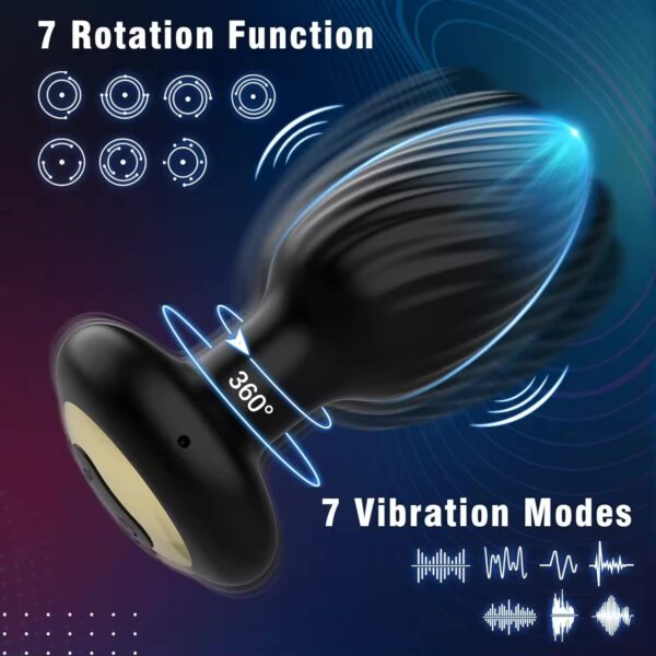 360° Rotating Rechargeable Anal Plug Vibrator Sex Toy