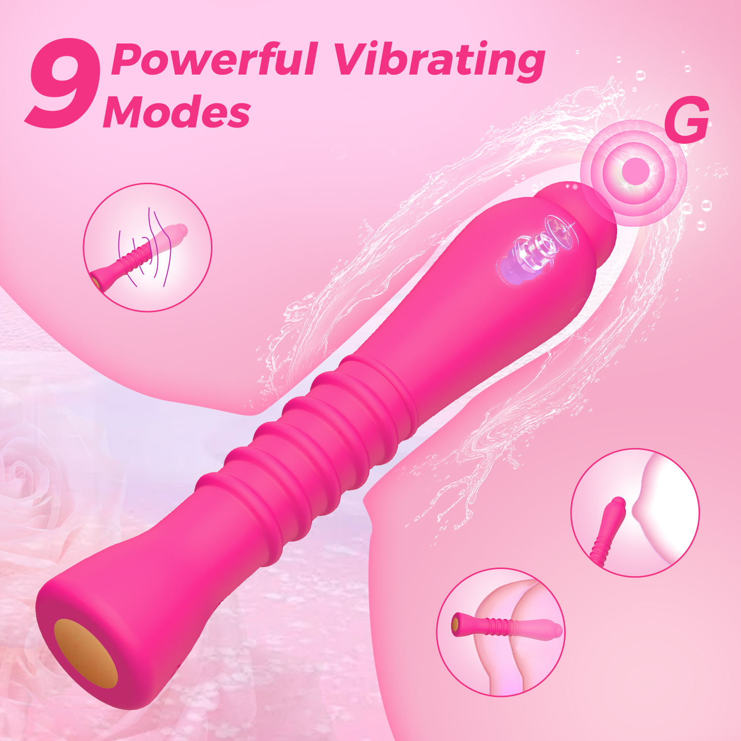 Women's App Controlled Vibrator Sex Toy in Sri Lanka with 9 vibration modes, rechargeable DC charging, 180mm length, 33mm diameter and lightweight 95g design.