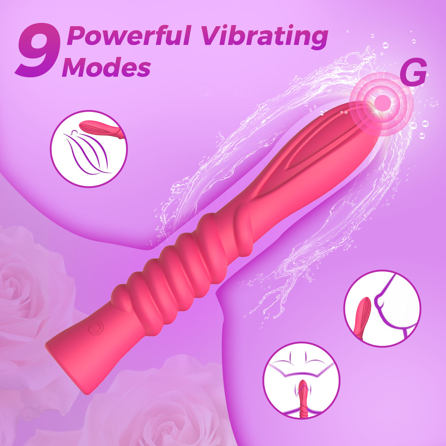 Women's App Controlled Vibrator Sex Toy in Sri Lanka with 9 vibration modes, rechargeable DC charging, 180mm length, 33mm diameter and lightweight 95g design.